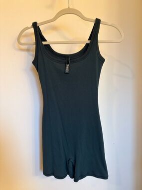 SKIMS Dark Teal Ribbed Tank Romper